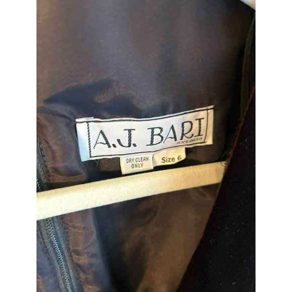 Vintage AJ Bari Womens Velvet Taffeta 1980s Holiday Dress Size 6 Red Plaid Class - Picture 6 of 8